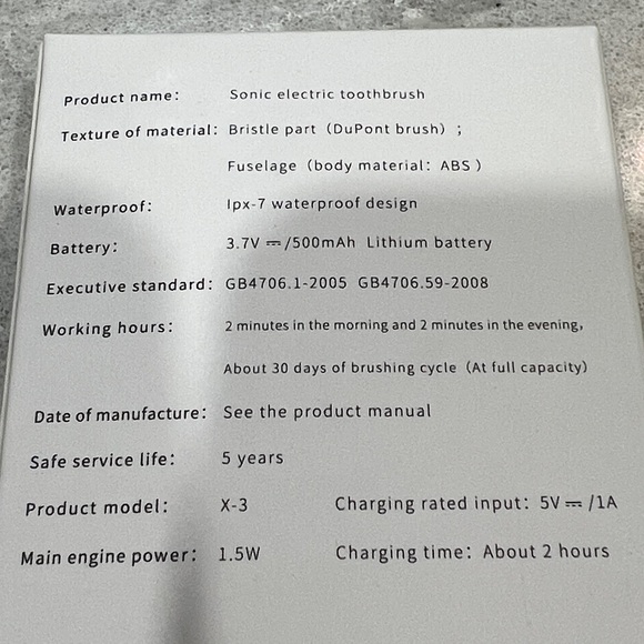 X-3 Sonic Electric Toothbrush, rechargeable with 4 heads - Picture 3 of 5